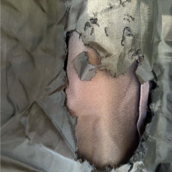 Faux Fur Trimmed Women's Coat Black fits small to Large Has Flaws inside ! - Picture 5 of 10